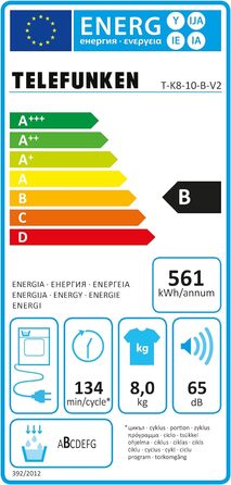 Сушарка Telefunken T-K8-11-B-V2, на 8 кг з 15 програмами із захистом від складок і переворотом барабана, чорний