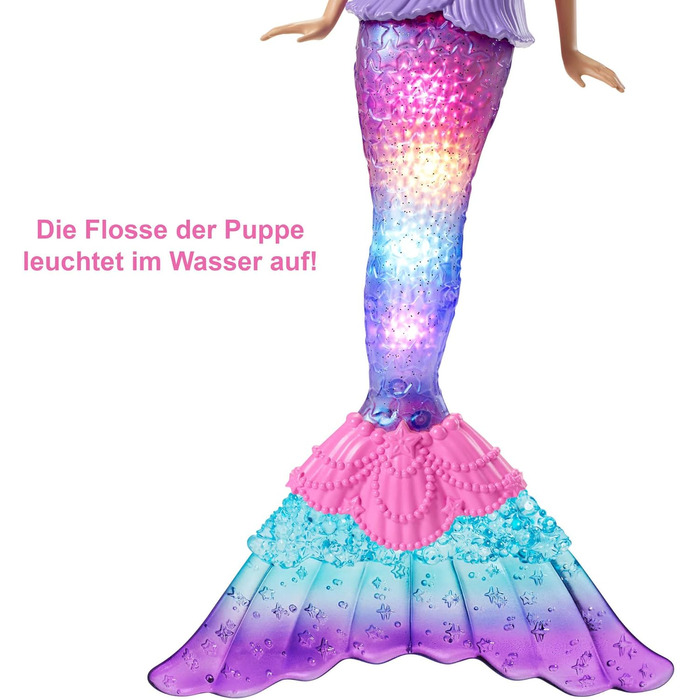 Лялька Barbie Dreamtopia Magic Light Mermaid зі світлим волоссям, лялька Барбі з хвостом русалки, підходить як подарунок для дітей віком від 3 років, рожеве волосся HDJ36 одинарне