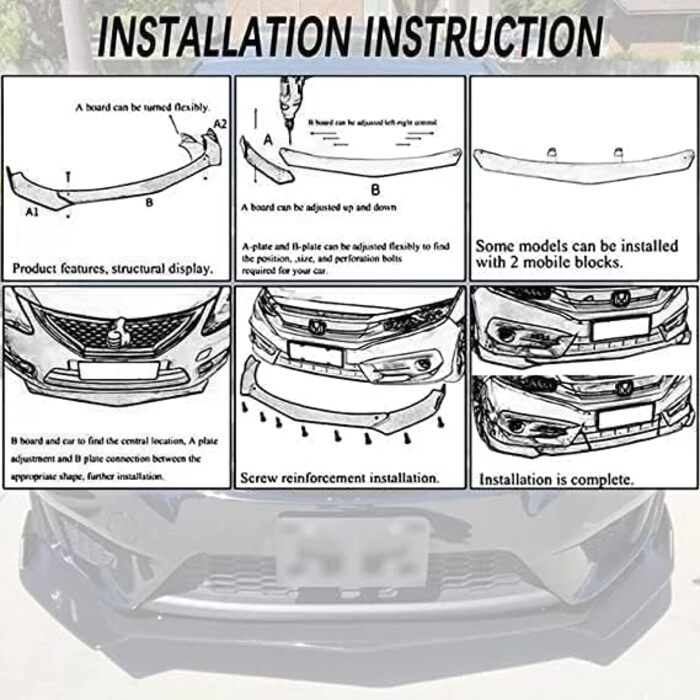 Передній спойлер передньої губи автомобіля для BMW 3 Series 4 Series M3 M4 F80 F82 F83 2015-2020, Розгалужувач переднього бампера автомобіля, Губний спойлер, Розщеплювач губ, A/Carbon Fiber звичайний A/Carbon Fiber