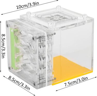 Тераріум для розведення мурах, мурашина ферма, акриловий ящик для спостереження 8 X 10 X 8,5 см з абсорбуючою бавовною, вентиляційна сітка, висока твердість і прозорість, ідеально підходить для дітей