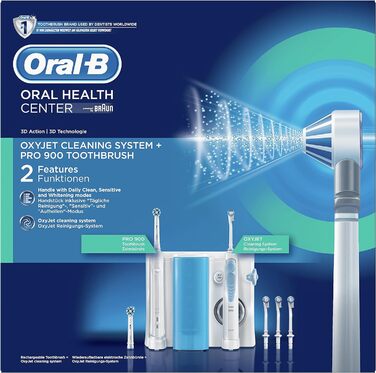 Станція по догляду за порожниною рота Oral-B ручка електричної щітки Oral-B PRO 900 розбризкувач Oxyjet з технологією Braun, 4 насадки Oxyjet, 2 запасні щітки Pro 900 Станція по догляду за ротовою порожниною Pro 900