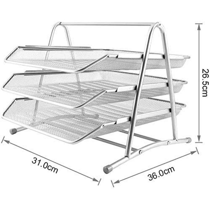 Радісний лоток для листів металевий срібло, лоток для документів Лоток для документів Листовий лоток 3 відділення Сітчастий дизайн Ящики для столу Ящики для документів формату А4 (сріблястий)