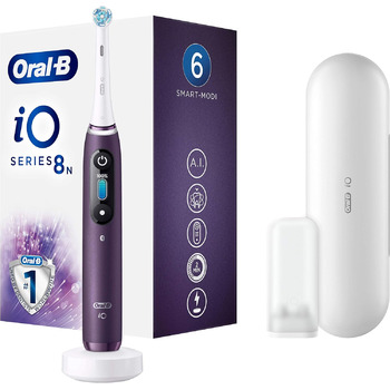 Електрична зубна щітка/електрична зубна щітка Oral-B iO Series 8, 6 режимів чищення для догляду за зубами, магнітна технологія, кольоровий дисплей і дорожній кейс, подарунок чоловіку/жінці, фіолетовий аметрін старий