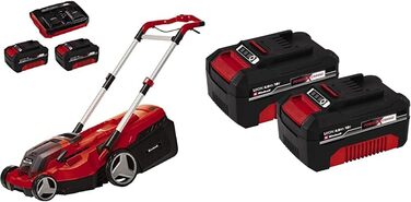 Акумуляторна газонокосарка Einhell RASARRO 36/38 Kit Power X-Change (36 В, ширина зрізу 38 см, 450 м, безщіткова, функція мульчування, травозбірник на 45 л, в комплекті 4 акумулятора по 4,0 Ач подвійний зарядний пристрій)