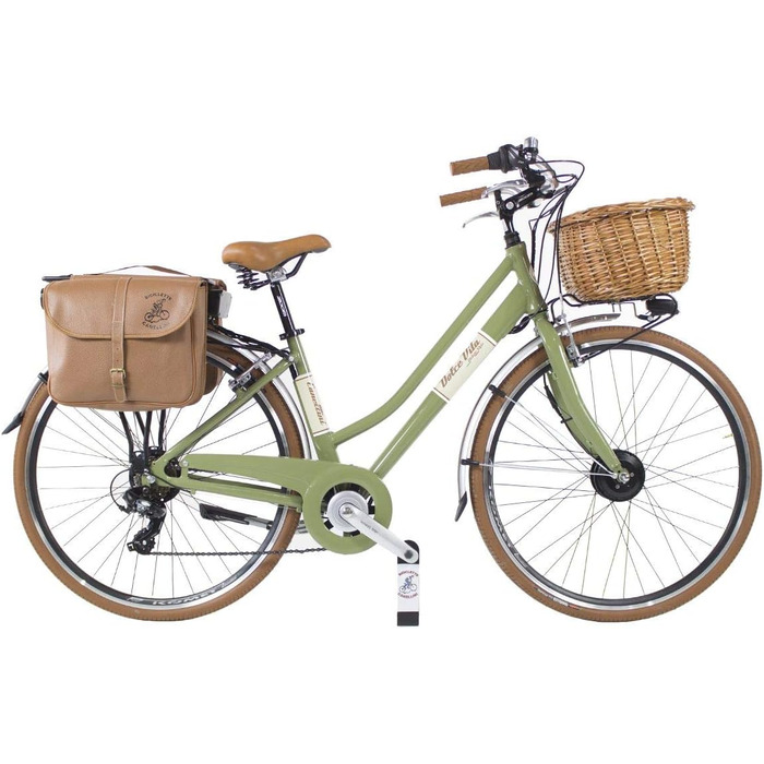 Велосипед Canellini E Bike Велосипед Dolce Vita by eletrik Велосипед з педалями EBIKE E-Bike Bici Citybike CTB Damen Vintage Retro Aluminium olivgrun 46