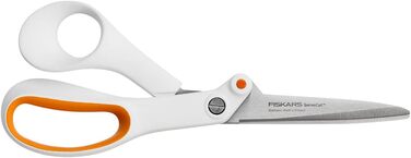 Універсальні ножиці Fiskars Razor Edge, довжина 21 см, лезо з нержавіючої сталі/пластикові ручки, білий/помаранчевий, підсилювач 1005223 універсальні ножиці 21 см