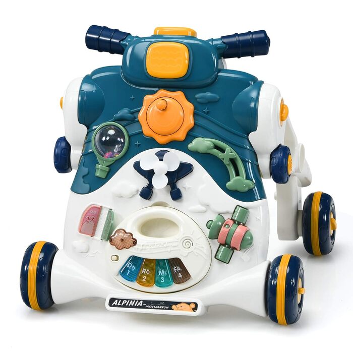 Ходунки для немовлят GOPLUS 3-в-1, як Play Center Baby Walker Ride-on Car, знімна ігрова дошка, зі світлом і музикою, універсальна іграшка, подарунок на 12-36 місяців (синій)