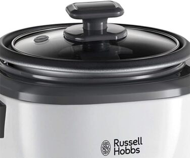 Рисоварка Russell Hobbs мала середня 0,8 л з вставкою для пароварки (функція підтримки тепла, каструля з антипригарним покриттям, ложка для рису та мірна чашка, мультиварка для овочів та риби тощо) 27030-56 Одинарний