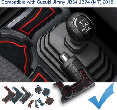 Коробка для зберігання з центральною консоллю Coleya сумісна з Suzuki Jimny JB64 JB74 2018-2024 (MT), органайзер для підлокітників Jimny Accessories, бардачок Jimny Center Armrest з нековзним килимком (червонийсинійбілий) ЧервонийСинійБілий Механічна коро