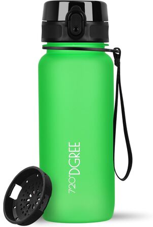 Пляшка для води 720DGREE 1л Sport 'uberBottle softTouch Sieb - Без BPA - Пляшка для води для універі, роботи, фітнесу, велосипеда, активного відпочинку, роботи - спортивна пляшка з тритану - легка, ударостійка, багаторазова (650 мл, класичний зелений - зе