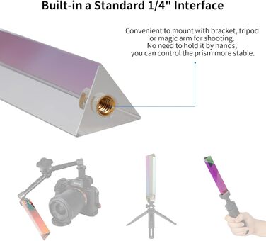 Трикутна призма Selens трикутна призма для фотографування з кришталевою мембраною з різьбовим отвором 1/4', трикутна призма з кришталевого скла для професійної оптики, створює ефект легкої веселки для фотографів