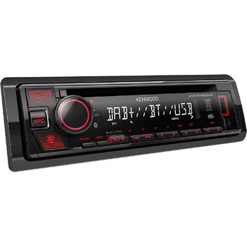 Автомагнітола Kenwood KDC-BT450DAB CD з системою гучного зв'язку DAB і Bluetooth (високопродуктивний тюнер, звуковий процесор, USB, AUX, Spotify Control, 4х50 Вт, підсвічування червоною клавішею) Одинарний