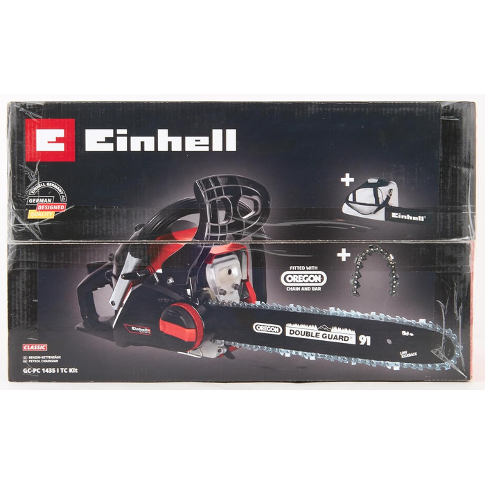 Бензинова бензопила Einhell GC-PC 1435 I TC Kit (1400 Вт, 41 см, пильний ланцюг OREGON та якісна шина 35 см, захист від віддачі з миттєвим гальмом ланцюга, натяг та заміна ланцюга без інструментів)