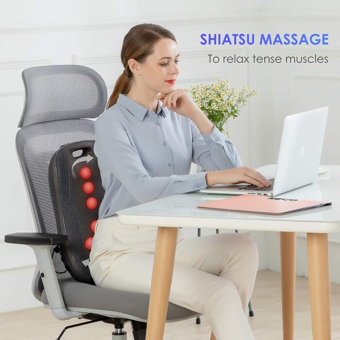 Масажна подушка COMFIER, масажер для спини Shiatsu з теплом, портативний масажер, подарунки для жінок/чоловіків, крісло масажер для офісного релаксації темно-сірий