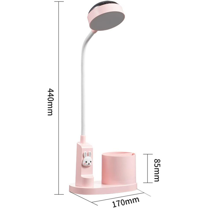 Дитяча приліжкова лампа з тримачем для ручки, настільна лампа з автоматичною зміною кольору, акумуляторна світлодіодна лампа для читання для дітей (рожева)