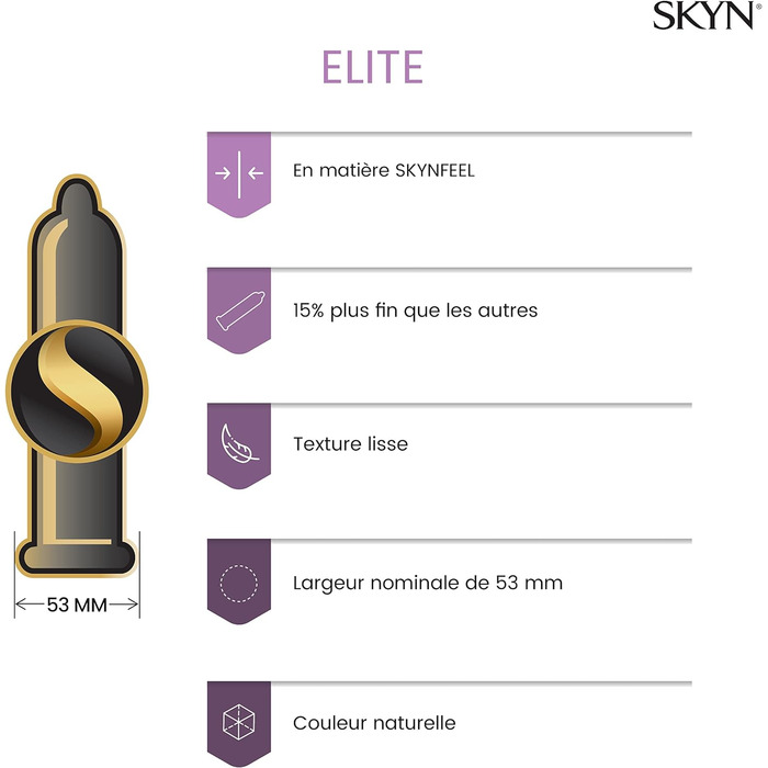 Презервативи SKYN Elite (36 шт. ) Skynfeel латексні без латексу для чоловіків, павутинка, дуже тонка та екстра м'яка коробка, чутливі, шириною 53 мм, можна використовувати з нашими мастилами ука (36 упаковок)