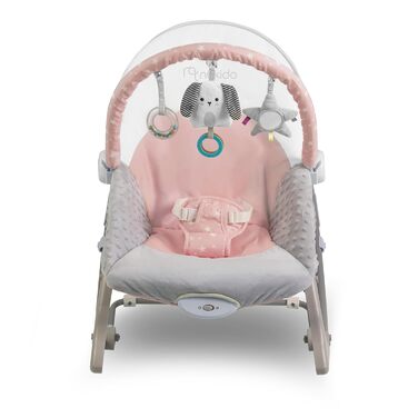 Дитяча гойдалка Nukido Baby Bouncer з музикою - Металевий каркас і міцний пластик - Замок-гойдалка - Вібраційна система - Додаткова іграшка Montesorri - 48 x 62 см - (Рожевий)