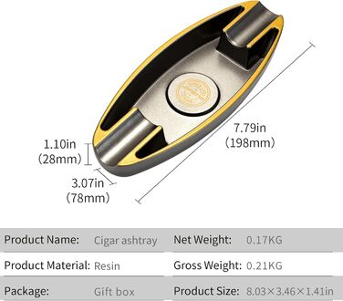 Попільничка для сигар CIGARWONG з 2 тримачами для сигар, портативна попільничка для подорожей, унікальна для використання в приміщенні та на відкритому повітрі