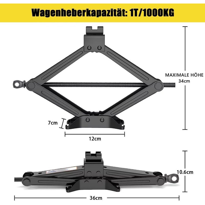 Домкрат 1Т, Професійний автомобільний домкрат, Максимальний підйомний домкрат Максимальна висота підйому 340 мм, Автомобільний домкрат стабільний з храповим механізмом Вантажопідйомність 1000 кг для позашляховика, вантажівки, легкового автомобіля 1Т Висот