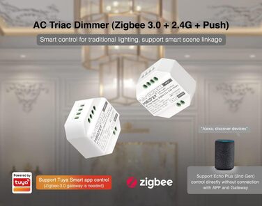 Диммер Milight Miboxer Zigbee3.0, одноколірний контролер світлодіодної стрічки, 12 В/24 В, сумісний із додатком Zigbee Storeo Echo / голосовим керуванням, (Tri-c1zr)