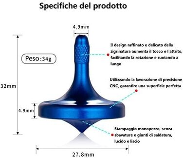 Спінінг з ідеальною стабільністю балансу та тривалим часом обертання, декомпресійна настільна іграшка для зняття стресу EDC з нержавіючої сталі для дорослих (синій)