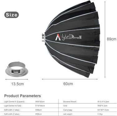 Софтбокси, сумісні зі світлодіодним відеоліхтарем Bowen-S Mount для Amaran 150c/300c COB 60d/x S 100d/x S 200d/x S