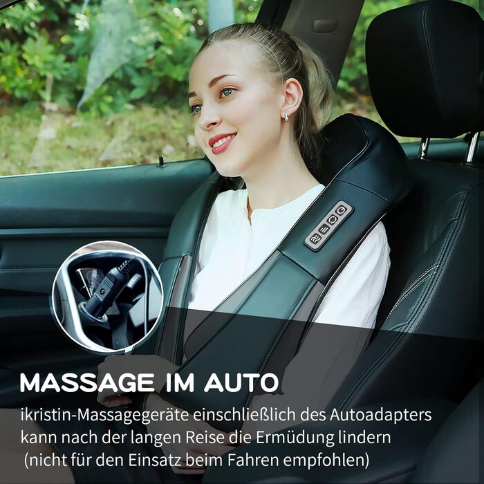 Масажер для шиї з теплом, iKristin Shiatsu massager 3D deep massage для полегшення болю в шиї, спині, попереку тощо, задовольняє потреби в масажі всієї родини