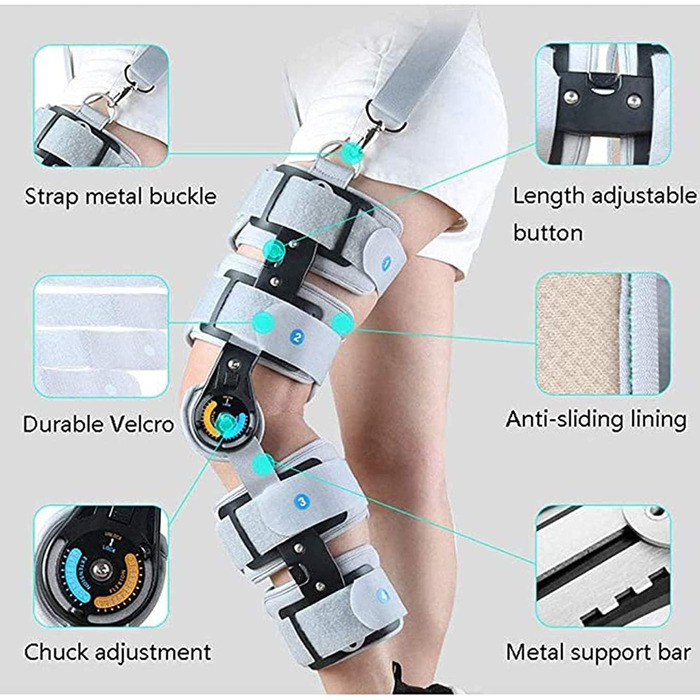Регульований кронштейн для фіксації колінного суглоба Кронштейн для ремонту перелому колінного суглоба Ортез із запобіжним замком Кутовий шарнір з алюмінієвого сплаву Кронштейн з алюмінієвого сплаву