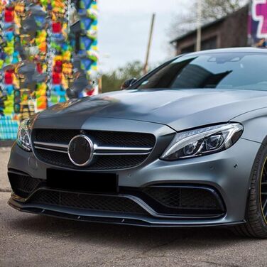 Губа спойлера переднього бампера для Mercedes Benz W205 C205 C63 AMG 15-22 Gloss Black