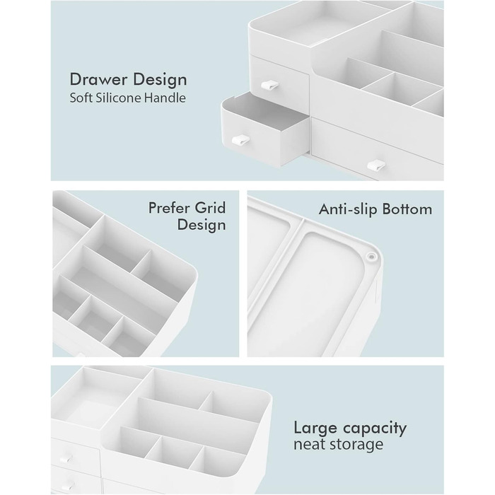 Органайзер для макіяжу COSFAN, коробка для зберігання косметики з ящиком, предмети для догляду за шкірою Стільниця органайзера для ванної кімнати (білий)