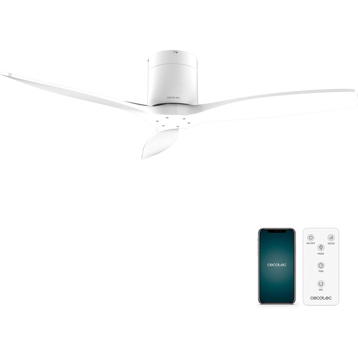 Стельові вентилятори EnergySilence Aero 5500 Aqua White&White Connected, двигун постійного струму 40 Вт, управління Wi-Fi, використання в приміщенні та на вулиці, 3 лопаті, 6 швидкостей, білий