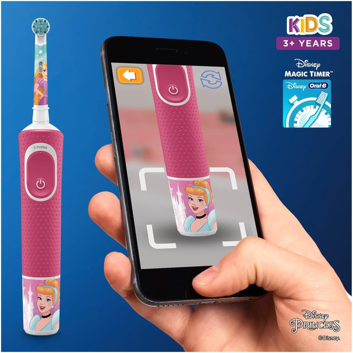 Електрична акумуляторна зубна щітка Oral-B Stages Power Kids з принцесами Діснея від 3 років (упаковка може відрізнятися)