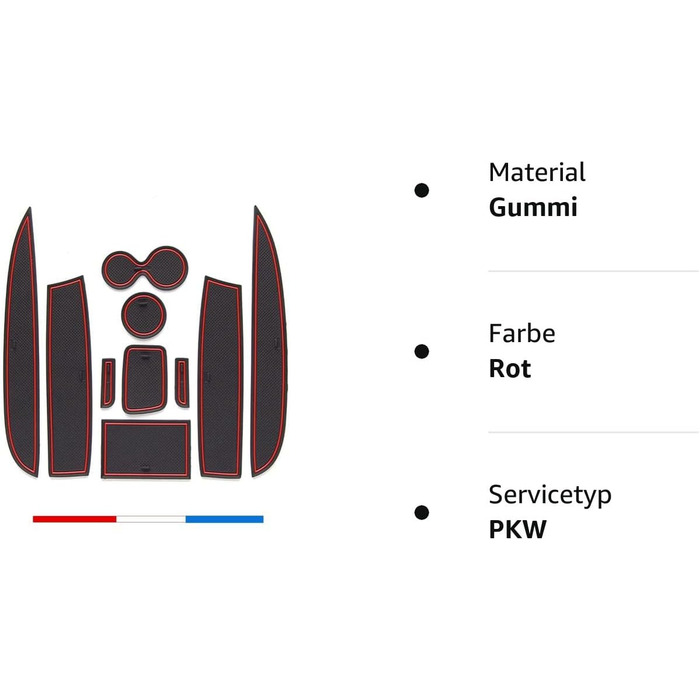 Гумові килимки LFOTPP Clio 4, гумові килимки Протиковзкі килимки для підстаканника Центральна консоль Підлокітник Дверний проріз 10 шт. червоний