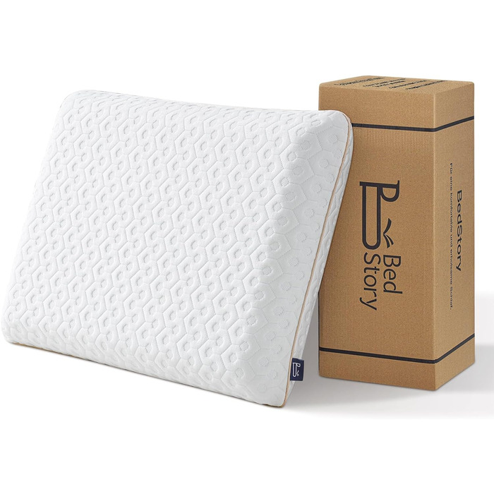 Подушка BedStory Gel Memory Foam Pillow 60x40, ортопедична подушка висотою 6 см для тих, хто спить на боці, ергономічна подушка зі знімним чохлом, який можна прати, подушка Visco, сертифікована Oeko-Tex