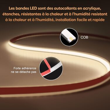 Світлодіодна стрічка COB 230 В самоклеюча 2 м біла, 2 метри IP67 водонепроникна світлодіодна стрічка 230 В без трансформатора з вилкою (біла, 2) біла 2 м