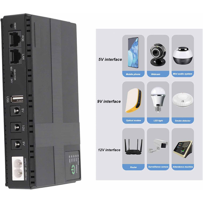 Резервний акумулятор Mini UPS, 10400 мАг, 5 В, 9 В, 12 В, 2 А, POE, вихід 15 В, 24 В, 1 А, джерело безперебійного живлення для маршрутизатора, модему, камери відеоспостереження (штекер ЄС 100-240 В