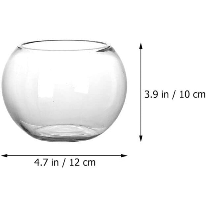 Прозора скляна миска з бульбашками Прозора скляна ваза Набір з 2 4 7 W X 3 9 H Скляна миска для риб Круглий підсвічник Прозора ваза з бульбашками Круглий тераріум Золотий акваріум Для весільних прикрас для дому