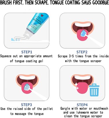 Щітка для гігієни порожнини рота та гель для чищення язика, набір гелів для чищення язика з пробіотиками, щітка для чищення язика від неприємного запаху з рота, скребок для язика для догляду за ротовою порожниною (м'ята)