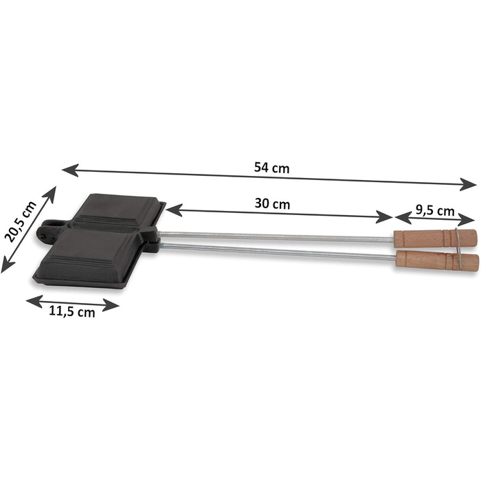 Вафельниця для барбекю-Toro Сендвіч-залізо Вафлі Праска для пирога прямокутна подвійна форма з чавуну, чорна - вже витримана