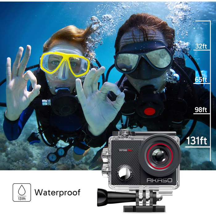 Підводна камера Водонепроникний сенсорний екран Ultra HD Регульована ширококутна EIS Actioncam з дистанційним керуванням 2.4G і набором 25 аксесуарів, 4K 20MP WiFi 40M