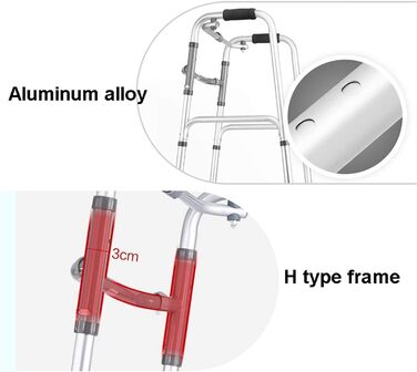 Алюмінієва рама для ходьби, розбірна, легка, допоміжна для ходьби, з 2 колесами для людей похилого віку