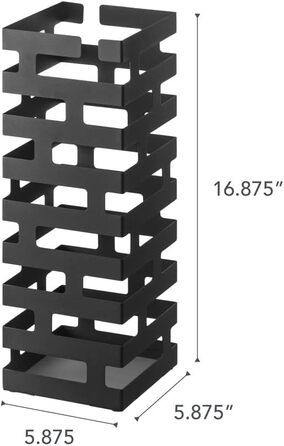 Підставка для парасольки Yamazaki 2363 BRICK, чорний, сталевий, мінімалістичний дизайн, 15 x 15 x 43 см (ДхШxВ)