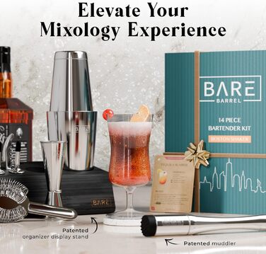 Професійний набір шейкерів для бармена Mixology 14 предметів для коктейлів Martini (сріблястий)