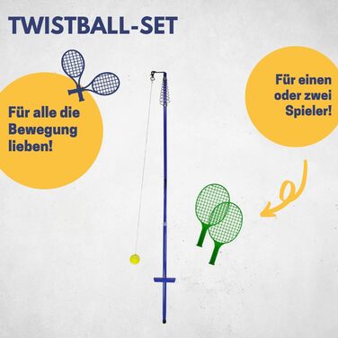 Найкращий спортивний набір твістболів у синьому кольорі I Круговий теніс для саду I 2 ракетки для тенісу та 1 м'яч для гойдання I М'яч на нитці з ракеткою I Садові ігри для дітей та дорослих