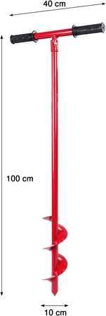 Ручний шнек Grafner для отворів до Ø 100 мм, для надзвичайно високих навантажень, виготовлений з міцної сталі, великий шнековий конвеєр, протиковзкі ручки, ідеально підходить для стовпів огорожі, рослин, дерев, кущів, свердління отворів