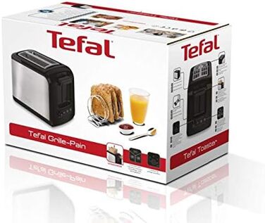 Тостер Tefal Express TT410D на 2 скибочки, чорний, нержавіюча сталь, 2 скибочки, 850 Вт, 160 мм одинарний