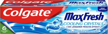 Зубна паста Colgate Max Fresh Cooling Crystals 12x75 мл ефективне чищення зубів для тривалої свіжості та чистого відчуття в роті зберігає зуби білими та бореться з карієсом 75 мл (12 упаковок)