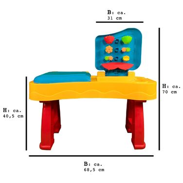 ДРУЛІН 28 шт. Стіл для ігор з піском і водою - стіл для ігор з брудом - дитячий ігровий стіл - ігровий стіл - пісочний стіл - з кришкою - вкл. пісочні іграшки - від 3 років - Ш/В/Д прибл. 68,5 x 40,5/70 x 42 см Різнокольоровий (28 шт.)