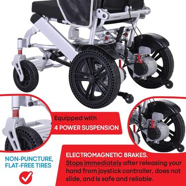 Електричні інвалідні візки для дорослих, відкидна складна електрична інвалідна коляска All-Terrain Motorized Wheelchair Power Wheel Chair, може витримати 20 миль