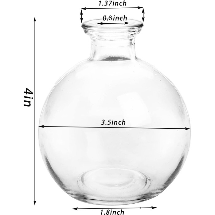 Набір з 12 невеликих скляних кульових ваз, унікальна міні-ваза для квітів, низька сидяча ваза для квітів, прозора квіткова прикраса для прикраси будинку, весілля, квіткові композиції, заходи, вечірки